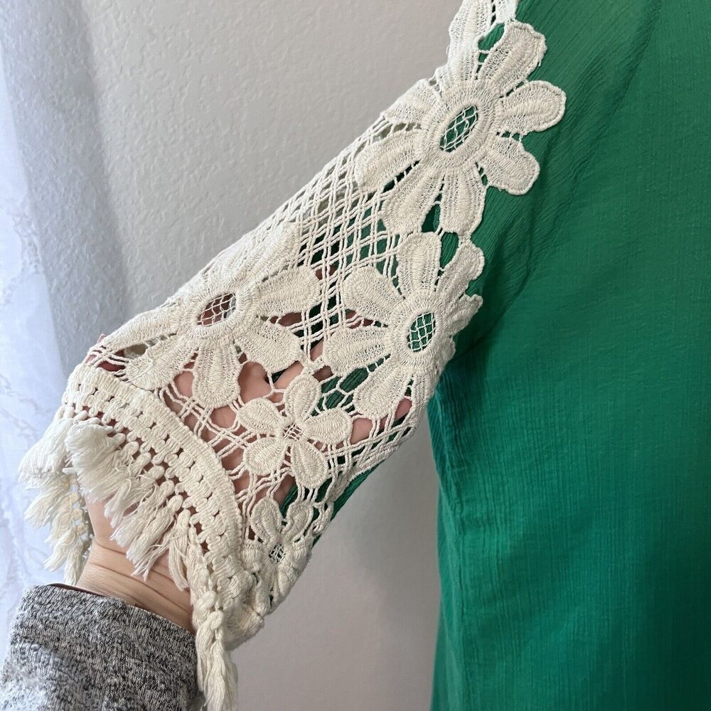 Umgee Shift Dress Women Large Mini Green Crochet Boho Colorful Hippie Retro - Picture 5 of 9